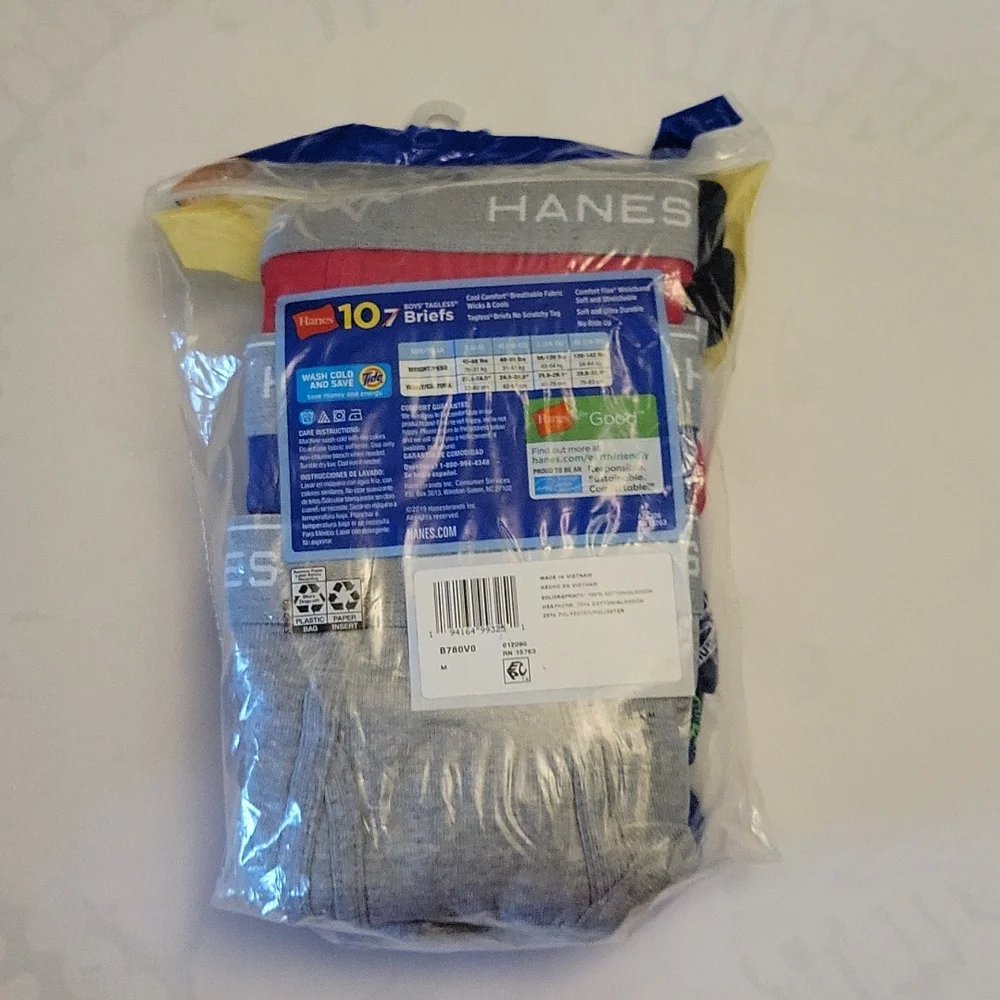 HANES Tagless Briefs 10 pair Boys Medium 10-12